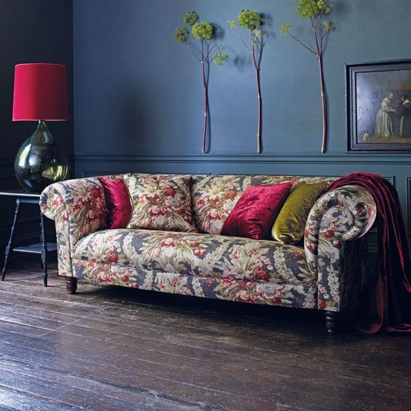 floral loveseat sofa in a classic home design
