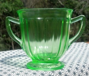 Depression Glass Green Paneled Tea Cup