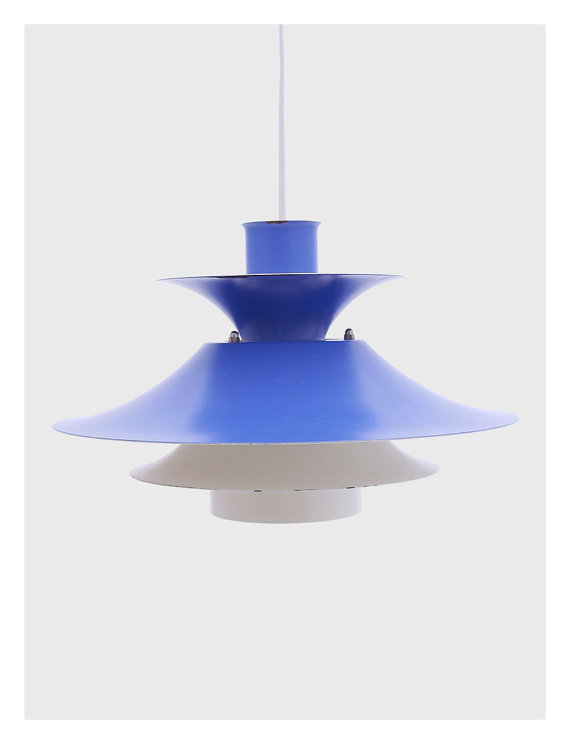 Modern Retro Blue Danish Hanging Lamp by Lyfa