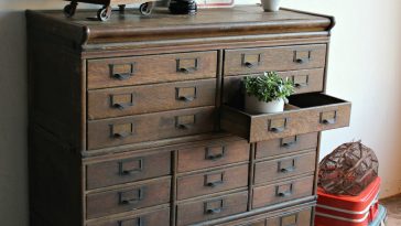 Antique Wooden 23 Drawer Storage Cabinet