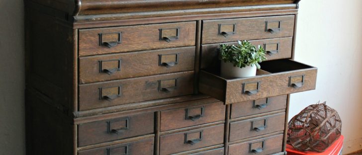 Antique Wooden 23 Drawer Storage Cabinet