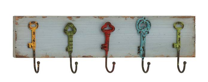 captain key styled wood & metal wall mounted key holder