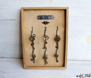 classic wooden keyholder for wall like in hotel