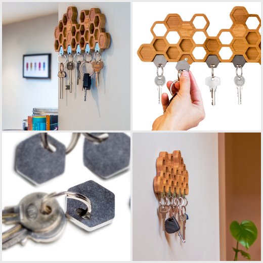 honeycomb magnetic wooden keyholder for wall