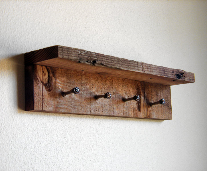rough wooden plank key holder