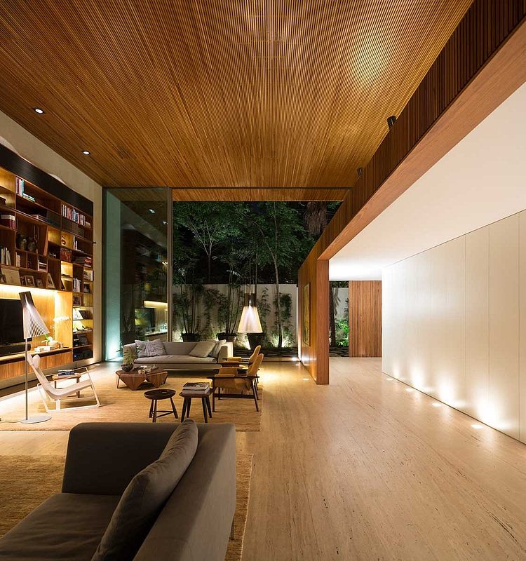 Brazil Jungle House Library and living room