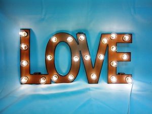 Love Marquee rusted rustic vintage light art for wall
