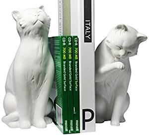 White Cat Bookend Set by Danya B
