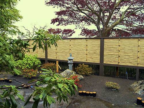 bamboo japanese wall in a zen garden