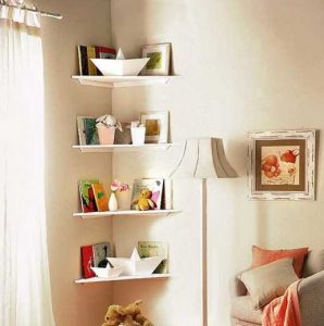 corner shelf for a small bedroom