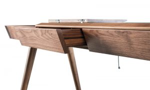 detail view of walnut metis desk from portugal
