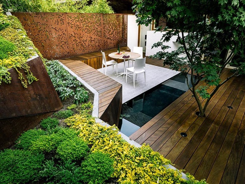 flower and tree in a japanese garden courtyard in a residential house