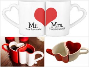 heart shaped coffee mug that fit to each other