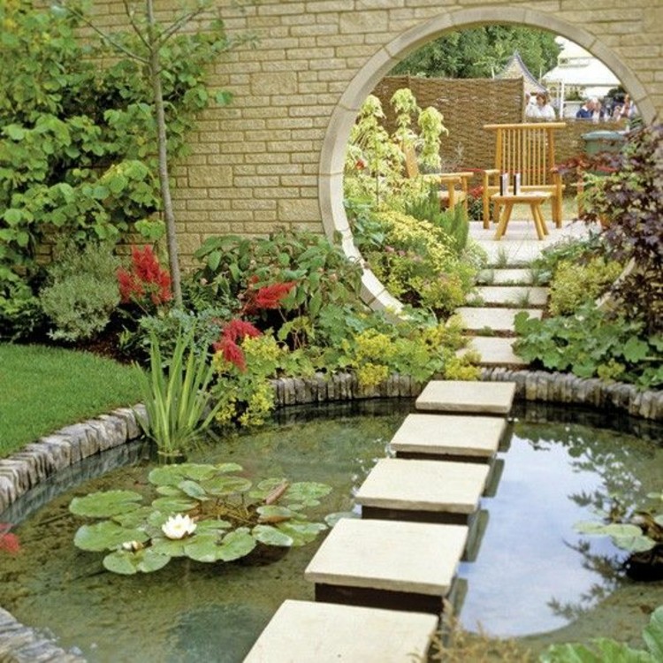 modern stepping stone japanese residential garden