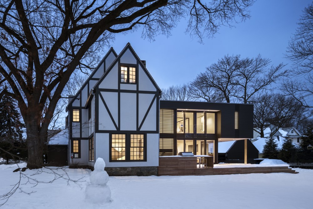 modernize tudor style residence in New York by Joeb Moore in Winter