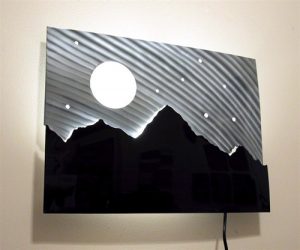 night view on mountain top light art
