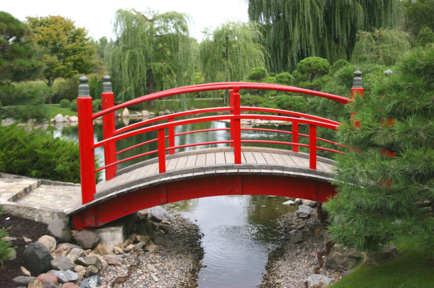red railing japanese bridge from chinese influence
