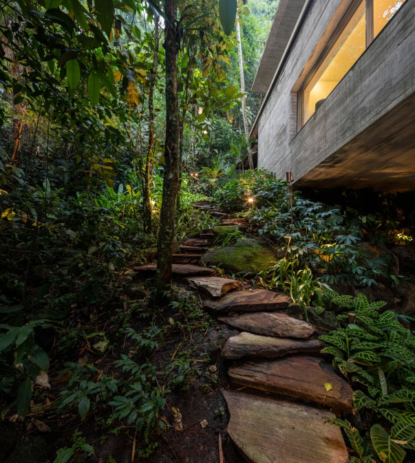 stone path towards the jungle house in Brazil