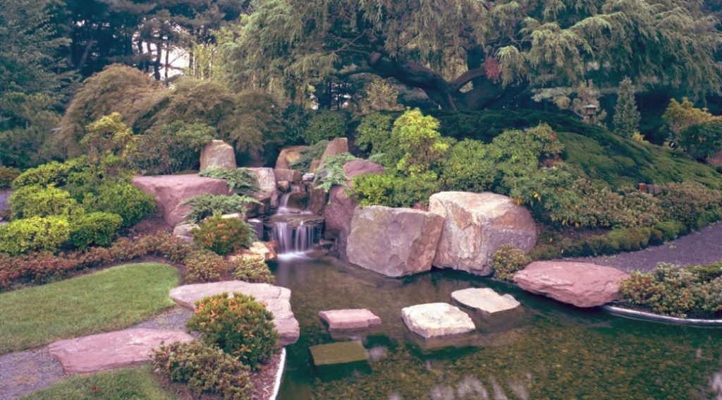 water element of Japanese garden in Boston