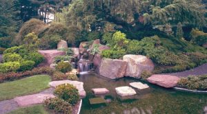 water element of Japanese garden in Boston