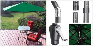 Sol Maya green 9 Ft table Patio Umbrella with Push Button Tilt and Crank