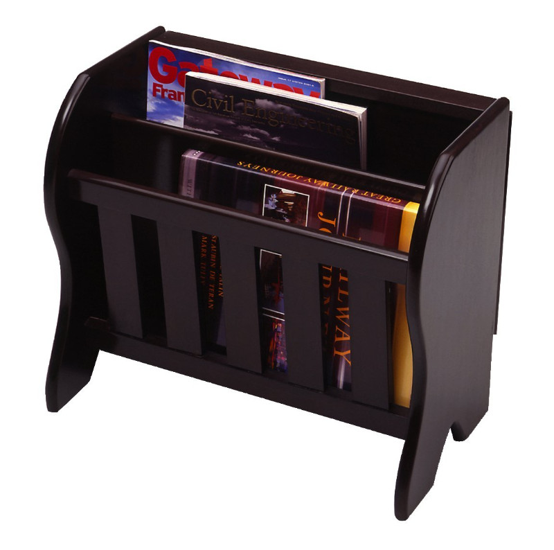 Winsome Wood Magazine Rack with Drop Leaf Table, Dark Espresso Finish