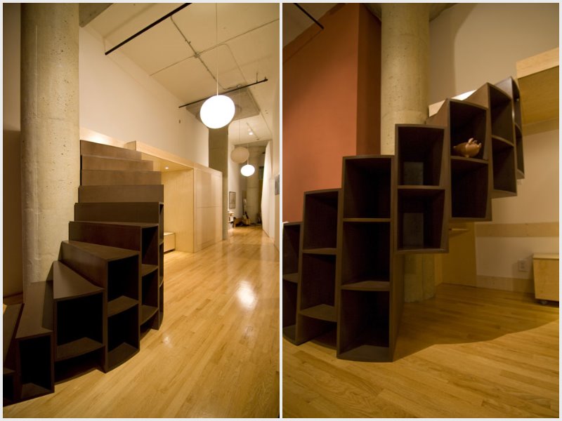 additional storage space for spiral staircase