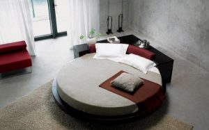 beautiful and neat round bed with mattress