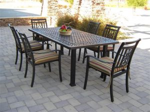 black metal rectangular dining table for outdoor