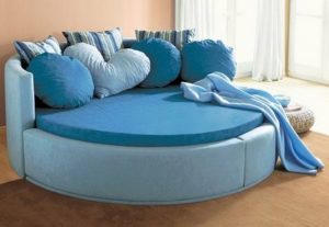 blue color round bed