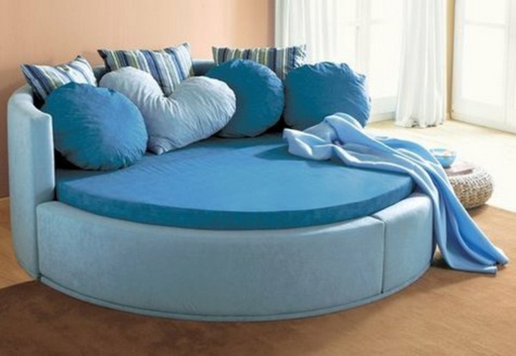 blue color round bed