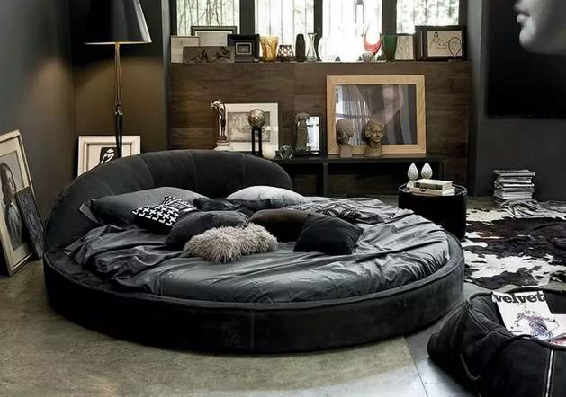 chic round bedframe with mattress for a single man