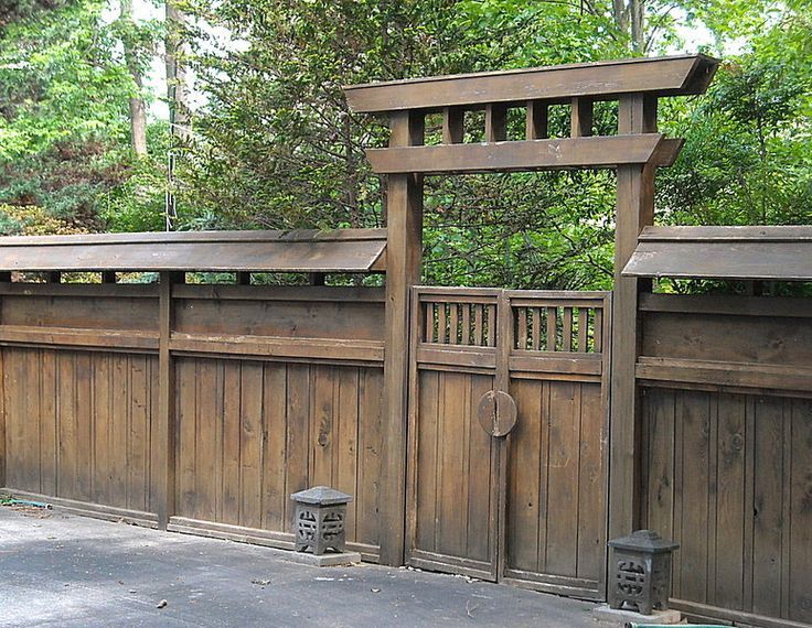 contemporary rustic japanese gate and wall design idea
