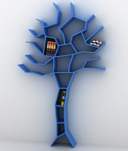 future blue tree bookshelf