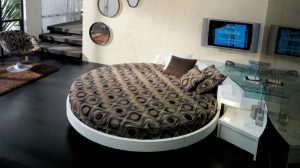 modern warm tone round mattress and circle bed