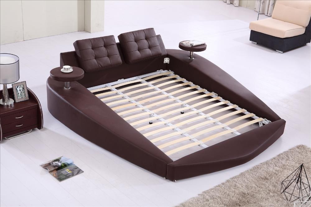 never seen before round leather bed without mattress