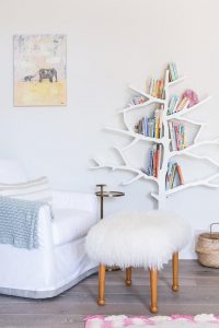 nursery white chrismas tree shaped bookshelf