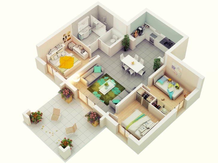 3 Bedroom Floor Plan Small House Psoriasisguru