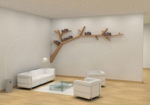 trendy and modern tree shaped bookshelf in an exquisite office space