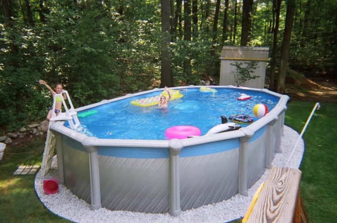 small backyard above ground pool for children