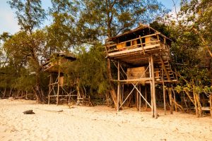 stilt shack on a koh rong beach cambodia
