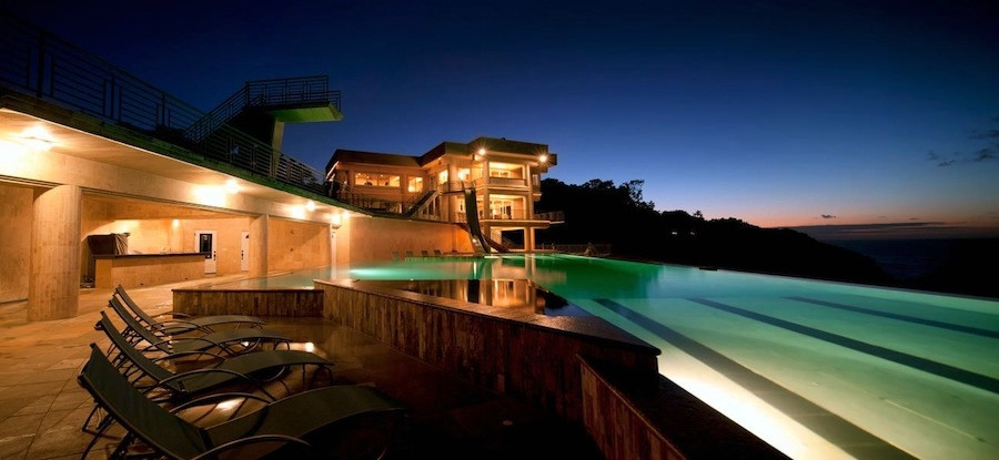 swimming pool at night for a rich man