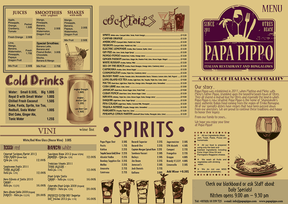 new papa pippo menu