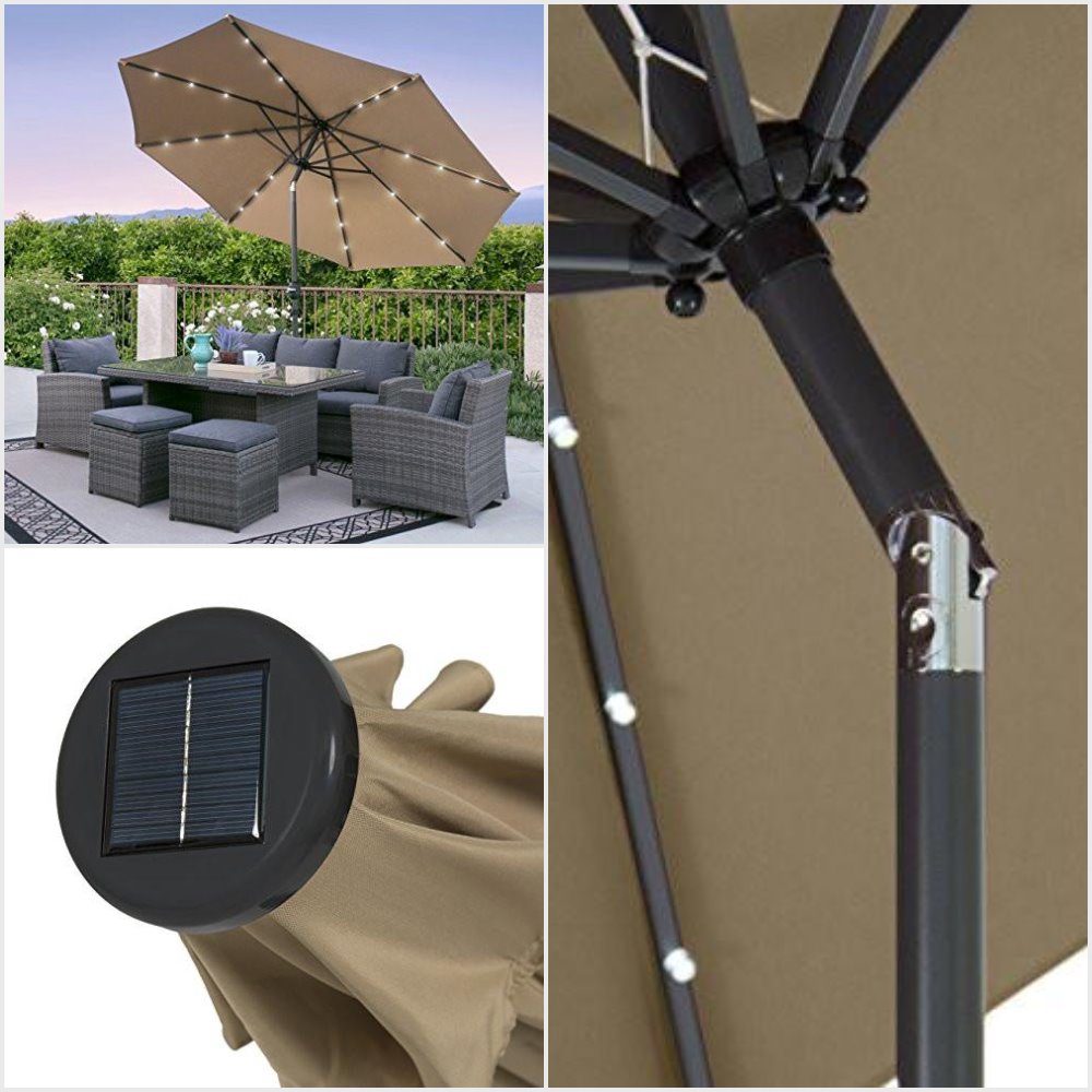 10 feet solar powered patio umbrella