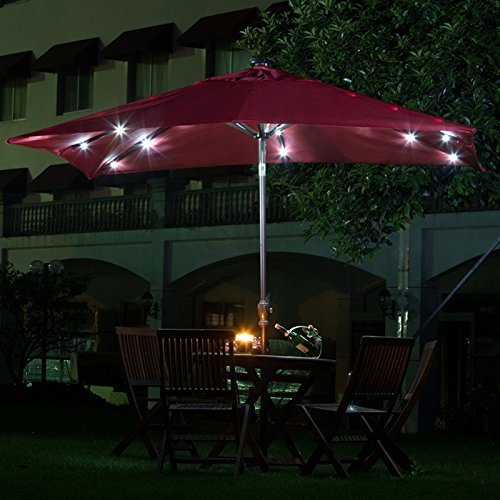 Rectangular Patio Umbrella With Solar Lights 