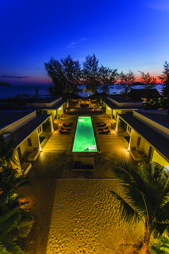 tamu hotel pool at night