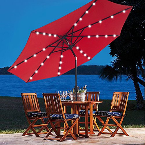 best patio umbrella with solar lights