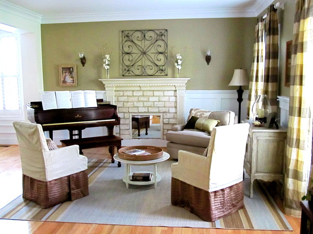 cozy livingroom with upright piano decor