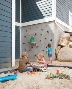 outdoor wall climbing with sandbox for children