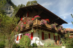 swiss chalet in a remote switzerland village